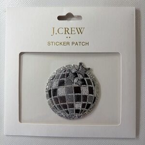 J Crew Disco Ball Sticker Patch Silver Glitter Applique Peel Stick New